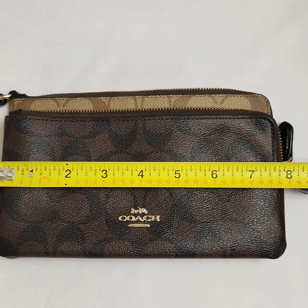 Coach Signature Double Zip Wallet Wristlet - Picture 11 of 14